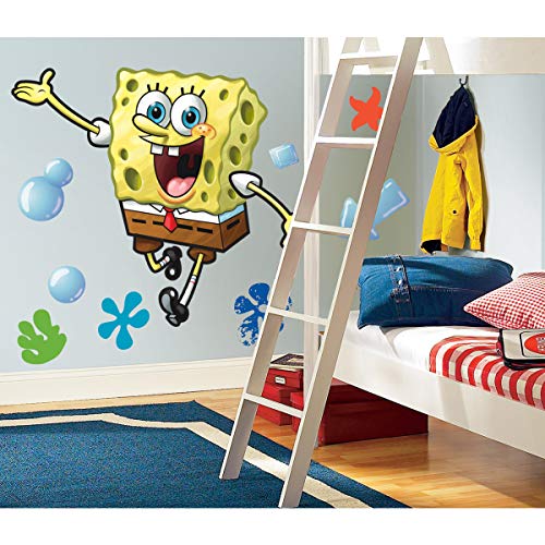 RoomMates RMK1406GM Spongebob Squarepants Peel and Stick Giant Wall Decal , Yellow