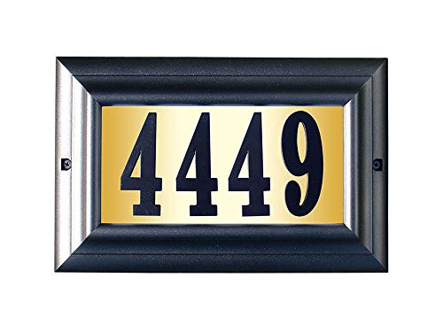 Qualarc LTL-1301PW-PN Edgewood Large Lighted Address Plaque in Pewter Frame Color with 4-Inch Black Polymer Numbers