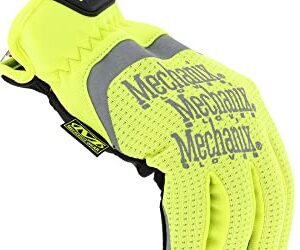 Mechanix Wear: Hi-Viz FastFit Work Gloves with Secure Fit Elastic Cuff, Reflective and High Visibility, Touchscreen Capable, Safety Gloves for Men, Multi-Purpose Use (Fluorescent Yellow, Medium)