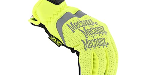 Mechanix Wear: Hi-Viz FastFit Work Gloves with Secure Fit Elastic Cuff, Reflective and High Visibility, Touchscreen Capable, Safety Gloves for Men, Multi-Purpose Use (Fluorescent Yellow, Medium)