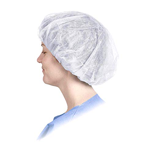 G & F Products 13040-100 Disposable Bouffant Caps Hair Net, Spun-Bonded Polypropylene, Non-Woven, Medical, Labs, Nurse, Tattoo, Food Service, Health, Hospital, White, 100/Sleeve