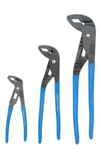 channellock gls-3 tongue and groove plier set, dipped, 3pcs. blue, 6.5", 9.5", 12.5"