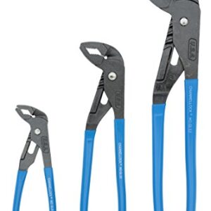 Channellock GLS-3 Tongue and Groove Plier Set, Dipped, 3Pcs. Blue, 6.5", 9.5", 12.5"