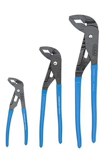 Channellock GLS-3 Tongue and Groove Plier Set, Dipped, 3Pcs. Blue, 6.5", 9.5", 12.5"