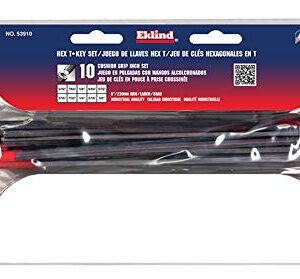 EKLIND 53910 Cushion Grip Hex T-Key allen wrench - 10pc set SAE Inch Sizes 3/32-3/8 9in series
