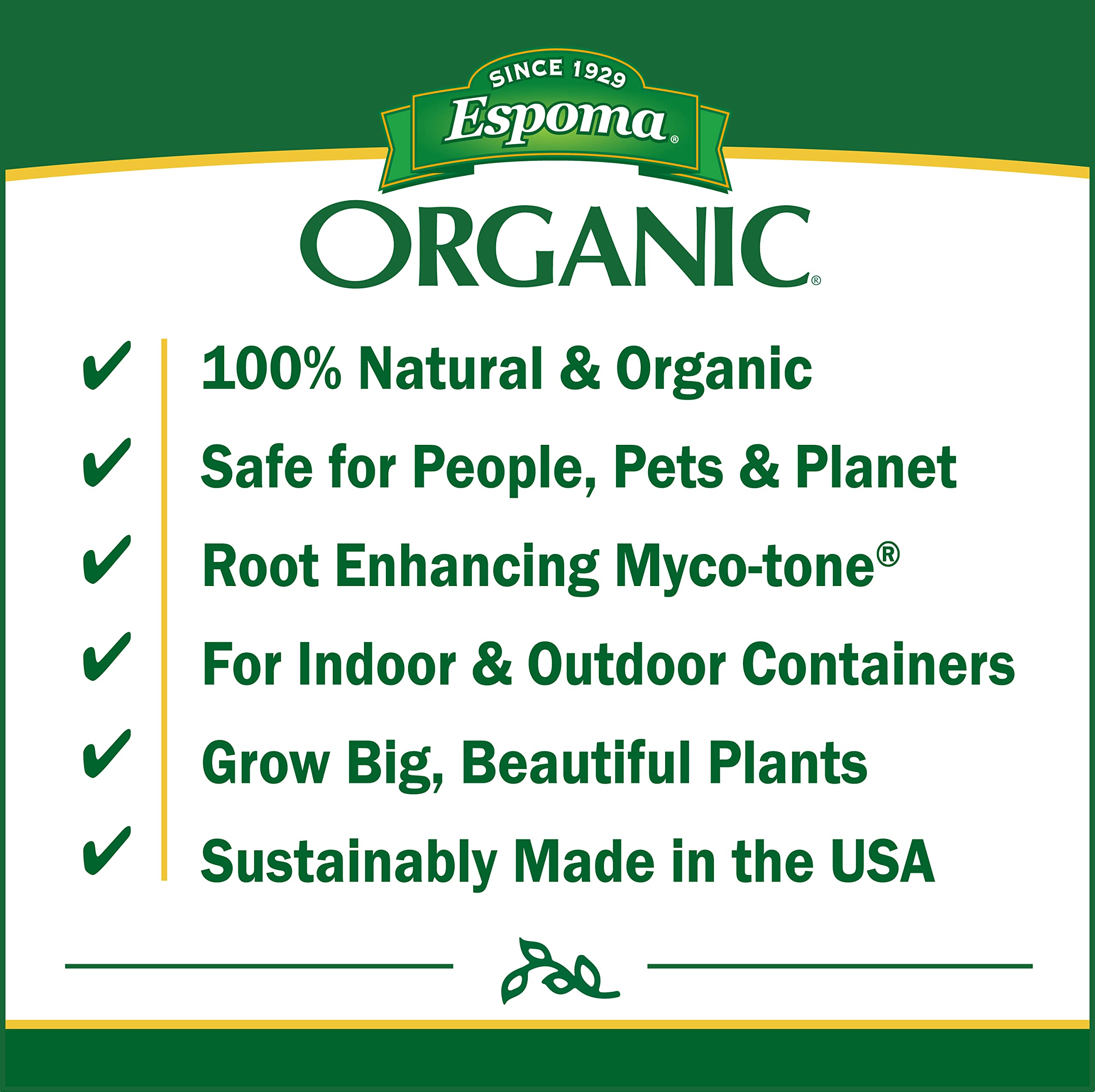 Espoma Organic Potting Soil Mix - All Natural Potting Mix For All Indoor & Outdoor Containers Including Herbs & Vegetables. For Organic Gardening, 1 Cubic Foot. bag. Pack of 1