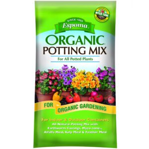 Espoma Organic Potting Soil Mix - All Natural Potting Mix For All Indoor & Outdoor Containers Including Herbs & Vegetables. For Organic Gardening, 1 Cubic Foot. bag. Pack of 1