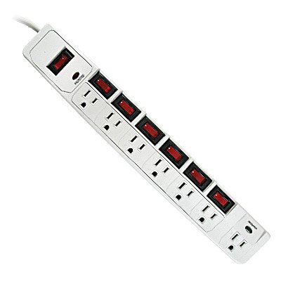 7 OUTLET SURGE PROTECTOR W/INDIVIDUAL SWITCHES