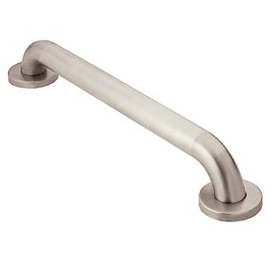 moen bathroom safety 24-inch stainless steel shower grab bar with peened textured grip for handicapped or elderly, lr8724p