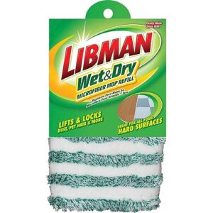 libman commercial 119 microfiber wet/dry floor mop refill pad, microfiber, 18" wide, green and white
