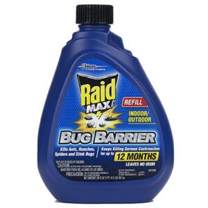 raid max bug barrier and killer refill, for indoor and outdoor use, keeps listed bugs out, 30 oz