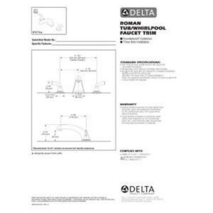 DELTA FAUCET Delta BT2710-SS SS Roman TUB Trim, 8.56 x 16.00 x 8.56 inches, Stainless