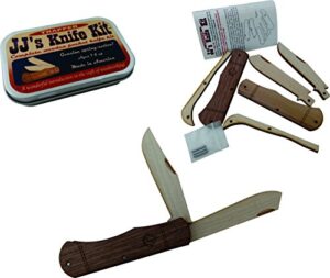 jj’s knife kit trapper wooden pocket knife making kit | perfect beginner knife making kit to teach knife safety | double blade style toy knife | ages seven and up | made in the usa