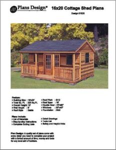 16' x 20' cottage shed with porch, project plans -design #61620, multi-color