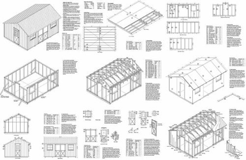 12' X 16' Saltbox Style Storage Shed Project Plans -Design #71216