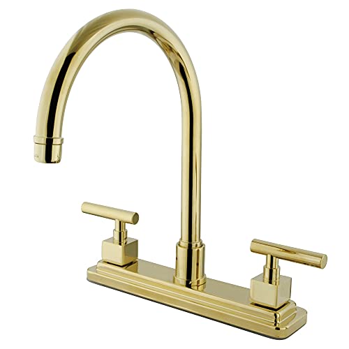 Kingston Brass KS8792CQLLS Claremont 8" Centerset Kitchen Faucet, 8" Spout Reach, Polished Brass