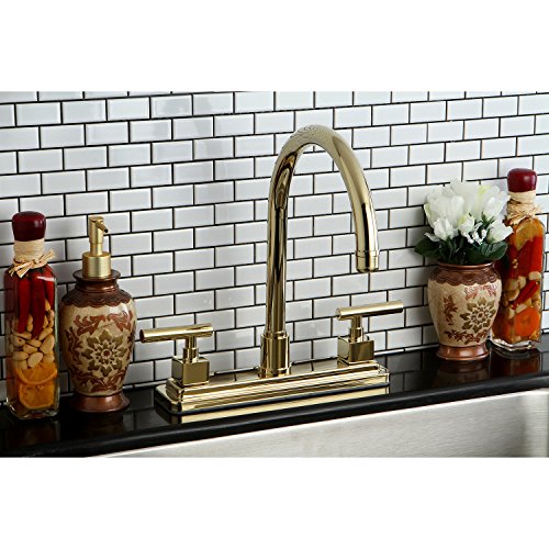 Kingston Brass KS8792CQLLS Claremont 8" Centerset Kitchen Faucet, 8" Spout Reach, Polished Brass