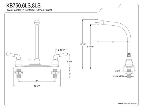 Kingston Brass KB756LS Magellan 8" Centerset Kitchen Faucet, Antique Copper, No Side Sprayer