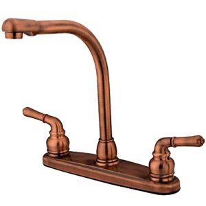 kingston brass kb756ls magellan 8" centerset kitchen faucet, antique copper, no side sprayer