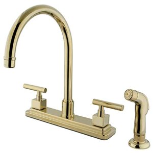 kingston brass ks8792cql claremont 8" centerset kitchen faucet, polished brass, 12.5 x 10.38 x 2.5