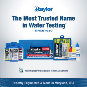 Taylor K-1004 DPD, 6-in-1 Pool Test Kit for for Free & Total Chlorine, Bromine, pH, Acid Demand, Total Alkalinity, 100+ Tests, Quick & Easy for Pools & Spas | Made in The USA