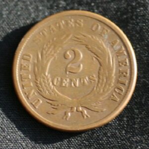 1865 U.S. Civil War Era Two-Cent Piece Coin