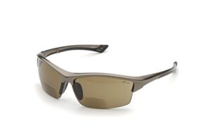 delta plus - welrx350br15 rx-350br 1.5 diopter bifocal safety glasses, metallic brown frame/brown lens