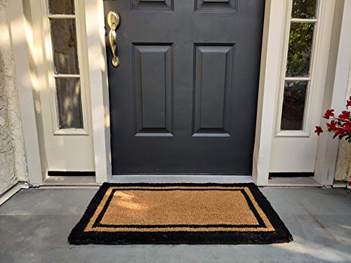 Kempf Black Border Coco Coir Doormat - Heavy Duty Doormats - 22" X 36"