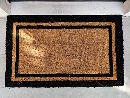 Kempf Black Border Coco Coir Doormat - Heavy Duty Doormats - 22" X 36"