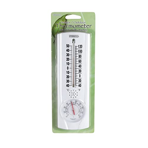 Springfield Vertical Thermometer and Hygrometer, Indoor Outdoor Thermometer, Wireless Humidity Meter for Patio, Garden, or Nursery areas (9.125-Inch)