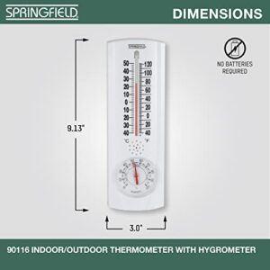 Springfield Vertical Thermometer and Hygrometer, Indoor Outdoor Thermometer, Wireless Humidity Meter for Patio, Garden, or Nursery areas (9.125-Inch)