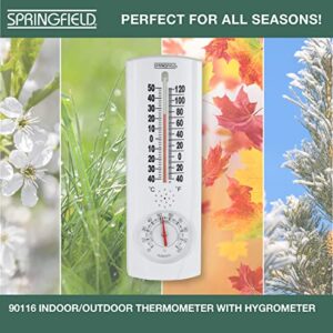 Springfield Vertical Thermometer and Hygrometer, Indoor Outdoor Thermometer, Wireless Humidity Meter for Patio, Garden, or Nursery areas (9.125-Inch)