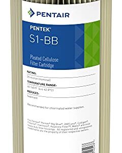 Pentair Pentek S1-BB Big Blue Sediment Water Filter, 10-Inch, Whole House Heavy Duty Pleated Cellulose Filter Cartridge, 10” x 4.5”, 20 Micron