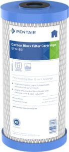 pentair pentek epm-bb big blue carbon water filter, 10-inch, whole house modified epsilon carbon block replacement cartridge with bonded powdered activated carbon (pac) filter, 10" x 4.5", 10 micron
