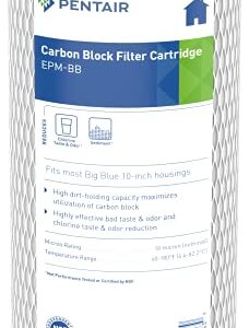 Pentair Pentek EPM-BB Big Blue Carbon Water Filter, 10-Inch, Whole House Modified Epsilon Carbon Block Replacement Cartridge with Bonded Powdered Activated Carbon (PAC) Filter, 10" x 4.5", 10 Micron