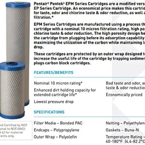 Pentair Pentek EPM-BB Big Blue Carbon Water Filter, 10-Inch, Whole House Modified Epsilon Carbon Block Replacement Cartridge with Bonded Powdered Activated Carbon (PAC) Filter, 10" x 4.5", 10 Micron