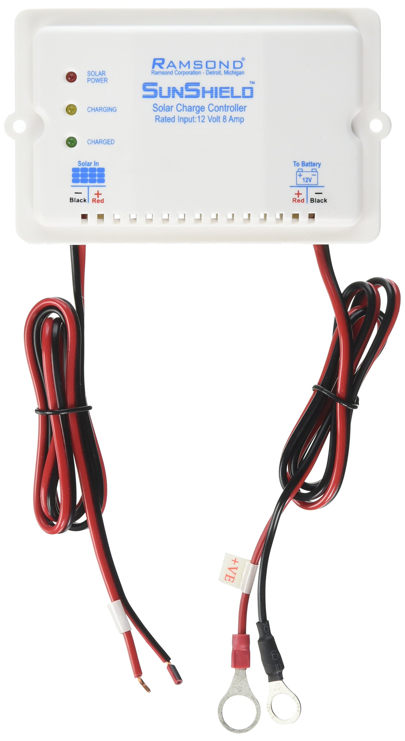 Ramsond SunShield 12V 12 Volt 8A 8 Amp Solar Charge Controller Regulator White