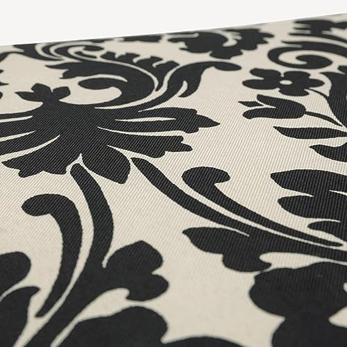 Pillow Perfect Damask Indoor/Outdoor Chair Seat Cushion, Tufted, Weather, and Fade Resistant, 19" x 19", Black/Ivory Essence, 2 Count