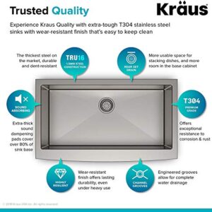 Kraus KHF200-36 Standart PRO Kitchen Stainless Steel Sink, 36 Inch Round Apron Single Bowl