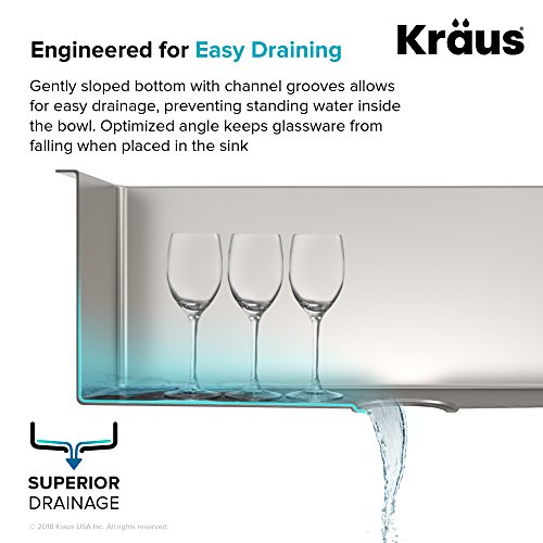 Kraus KHF200-33 Standart PRO Stainless Steel Sink 33 inch Farmhouse Apron Single Bowl 16 gauge