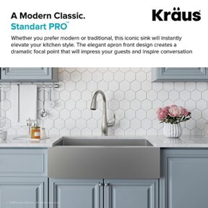 Kraus KHF200-33 Standart PRO Stainless Steel Sink 33 inch Farmhouse Apron Single Bowl 16 gauge