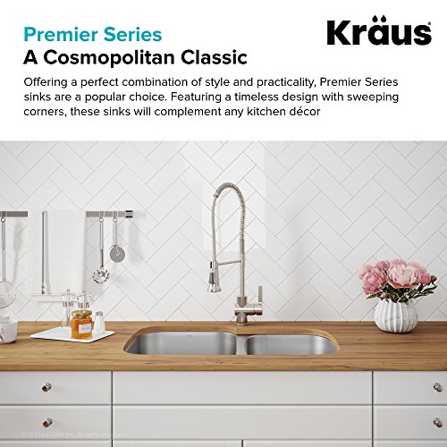 Kraus KBU24 32 inch Undermount 60/40 Double Bowl 16 gauge Stainless Steel Kitchen Sink