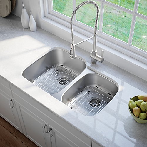 Kraus KBU24 32 inch Undermount 60/40 Double Bowl 16 gauge Stainless Steel Kitchen Sink