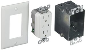 legrand - onq duplex outlet kit provides power and surge protection to networking, power outlet kit with recessed outlet compatible with standard knockouts, recessed power outlet, 36456902v1