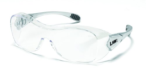 Crews Law Over The Glass Polycarbonate Clear Anti-Fog Lens Safety Glasses with Hybrid Black Temple Sleeve