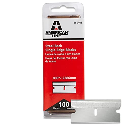 American Line Single Edge Razor Blades - 100-Pack - 0.009" Heavy Duty High Carbon Steel for Extra Durability and Long Life - 66-0403