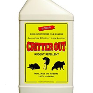 Mouse & Rat Repellent: Peppermint Oil Rodent Repellent, Get Rid of Rats, Mice & Rodents in Your Home & Outside, Protect Engine Wiring, Prevent Nesting, Stops Chewing. Critter Out 32oz Concentrate