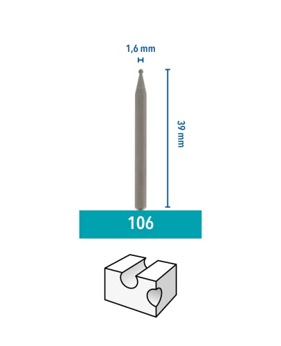 Dremel 106 Engraving Cutting Bit Multipack - 3x Ball-shaped Engraving Cutter with 1.6mm Working Diameter