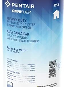 Pentair OMNIFilter RS6 Sediment Water Filter, 10-Inch, Whole House Heavy Duty Pleated Replacement Cartridge, 10" x 4.5"