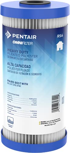 Pentair OMNIFilter RS6 Sediment Water Filter, 10-Inch, Whole House Heavy Duty Pleated Replacement Cartridge, 10" x 4.5"